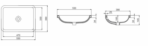 Alvit Hilton 39X53 Cm Tezgah Altı Oval Lavabo Yapıştırma - Thumbnail