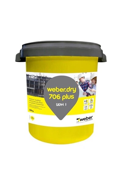 WEBER - Weber Dry 706 Plus Bitüm Esaslı Süper Elastik Su Yalıtım Malzemesi 32 kg 