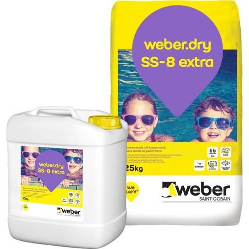 Weber Dry SS-8 Extra ( 25+10 kg ) Set Tam Elastik Su Yalıtım Malzemesi